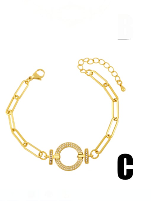 C Brass Cubic Zirconia Star Artisan Hollow Chain Bracelet
