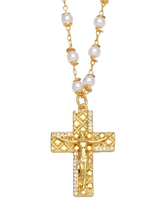 C Brass Imitation Pearl Religious Ethnic Regligious Necklace