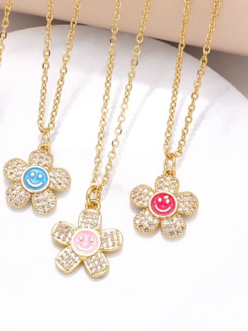 CC Brass Cubic Zirconia Smiley Trend Necklace 0