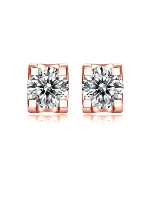 RINNTIN 925 Sterling Silver Cubic Zirconia Square Minimalist Stud Earring 3