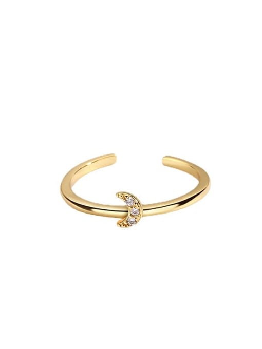 CHARME Brass Cubic Zirconia Moon Vintage Band Ring 4