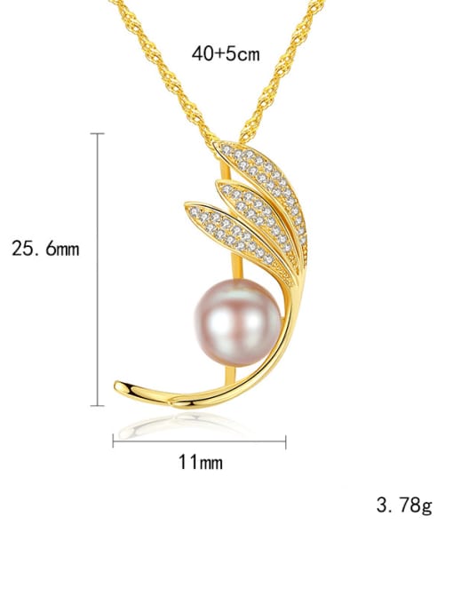 CCUI 925 Sterling Silver Freshwater Pearl Leaf pendant Necklace 4