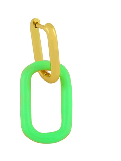 green Brass Enamel Geometric Minimalist Drop Earring