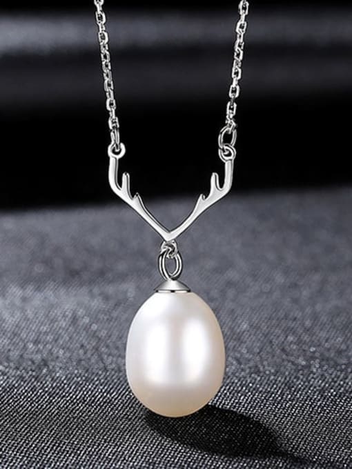 White 7i10 925 Sterling Silver Freshwater Pearl White Irregular Minimalist Lariat Necklace