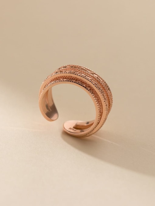 Rose Gold 925 Sterling Silver Geometric Vintage Band Ring