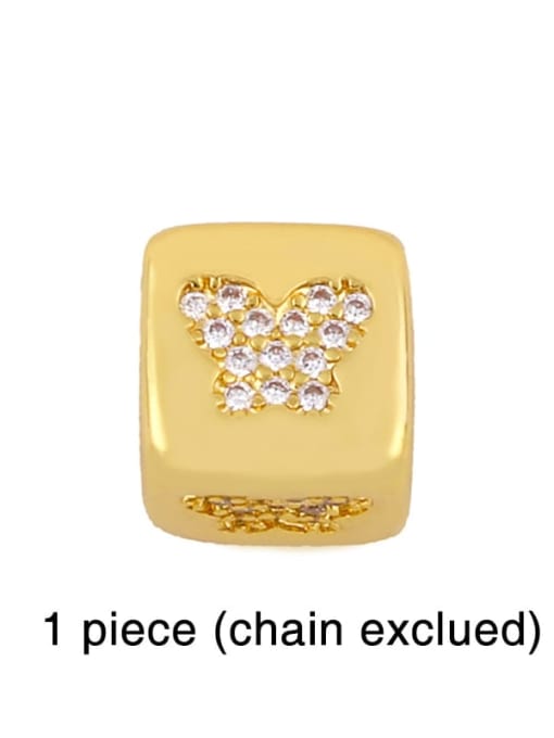 butterfly Brass Cubic Zirconia square Letter Minimalist Adjustable Bracelet