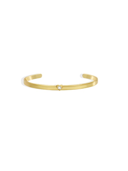 Gold Heart shaped Zircon Bracelet Brass Rhinestone Geometric Minimalist Cuff Bangle