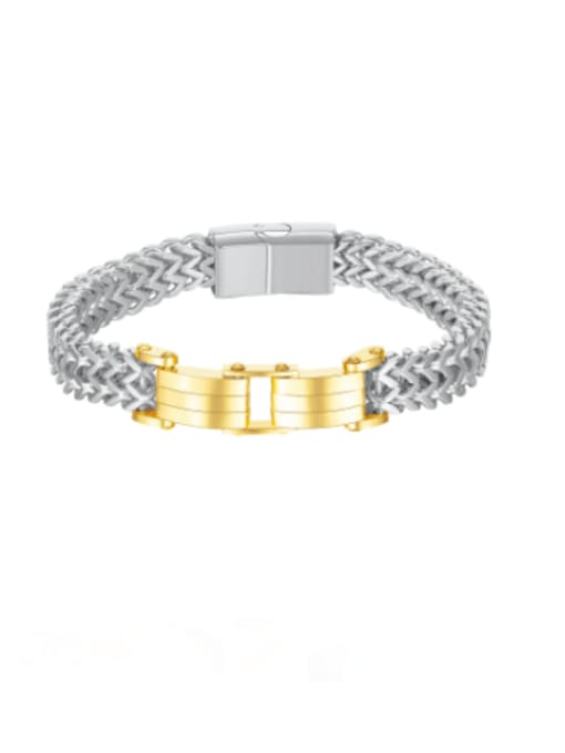 1198 gold+Steel Titanium Steel Weave Hip Hop Bracelet