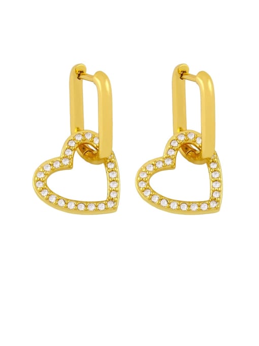 love Brass Cubic Zirconia Geometric Vintage Huggie Earring