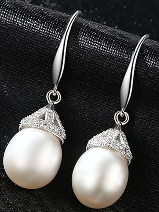White 1E10 925 Sterling Silver Freshwater Pearl Multi Color Water Drop Minimalist Hook Earring