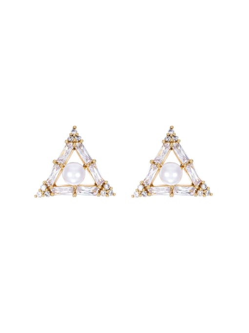 18K gold plating Alloy Cubic Zirconia Triangle Dainty Stud Earring