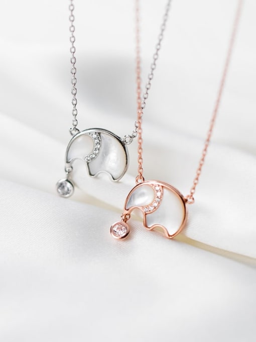 Rosh 925 Sterling Silver Shell Elephant Minimalist Necklace 2
