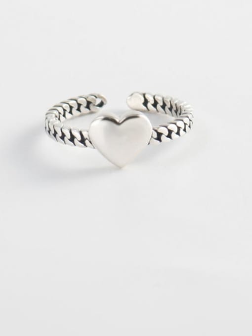 XBOX 925 Sterling Silver Smooth Heart Vintage Band Ring 1