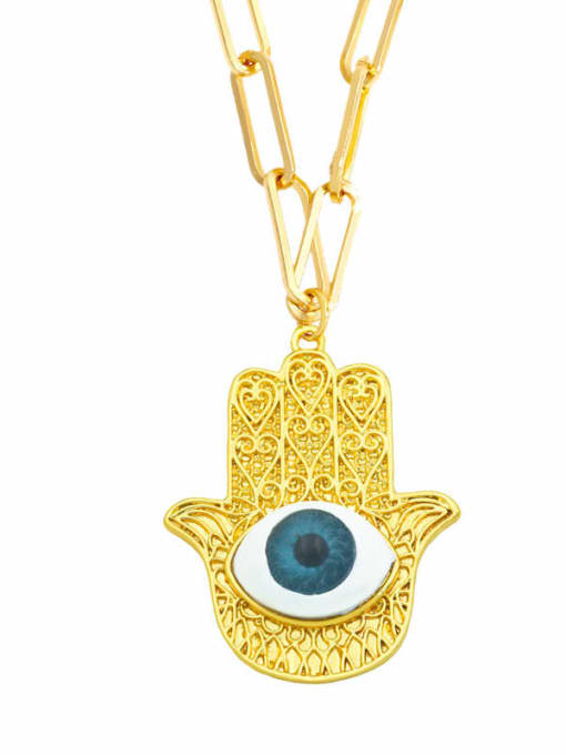 E (blue) Brass Cubic Zirconia Evil Eye Vintage Necklace