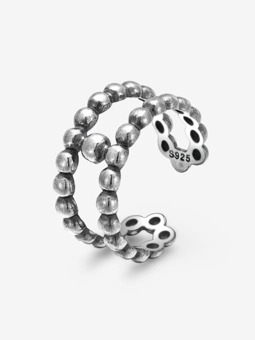 XBOX 925 Sterling Silver Bead Geometric Vintage Stackable Ring 0