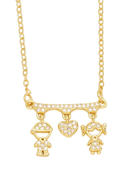 lovers Brass Cubic Zirconia Boy Trend Necklace