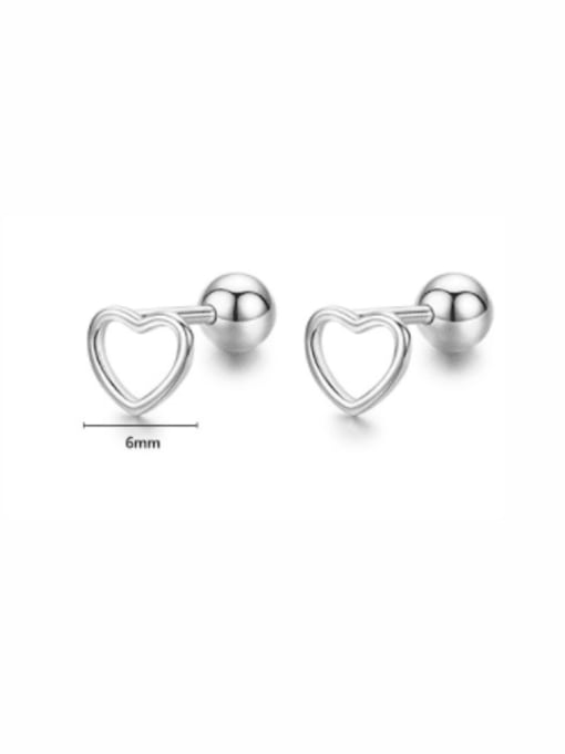 MODN 925 Sterling Silver Hollow Heart Minimalist Stud Earring 2