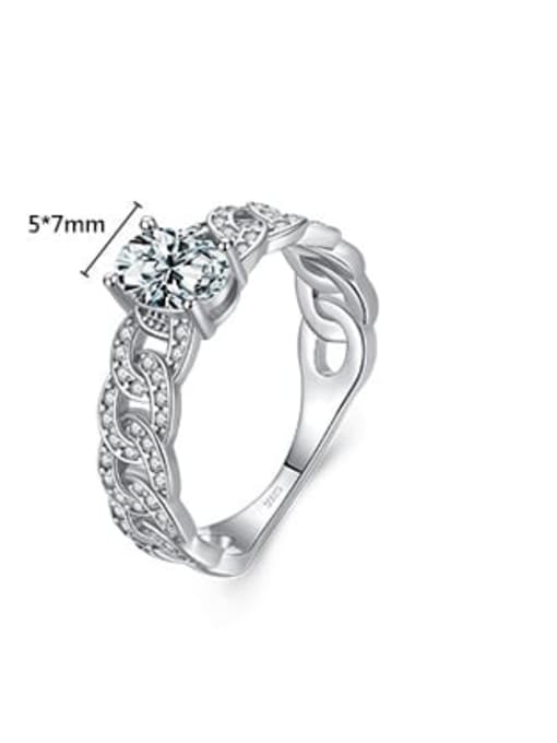 MODN 925 Sterling Silver Cubic Zirconia Geometric Classic Band Ring 2