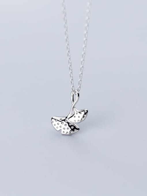 Rosh 925 Sterling Silver Fashionable Simple Diamond Ginkgo Leaf  Necklaces 2