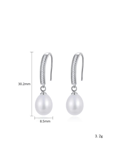 CCUI 925 Sterling Silver Imitation Pearl Irregular Minimalist Hook Earring 3