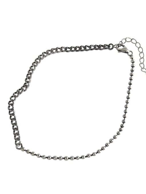 DAKA S925 Sterling Silver  Antique Geometric Gead Chain  Anklet 3