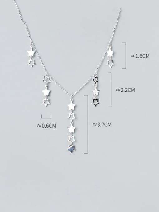 Rosh 925 Sterling Silver  Minimalist  Hollow Star Tassel  Necklace 2