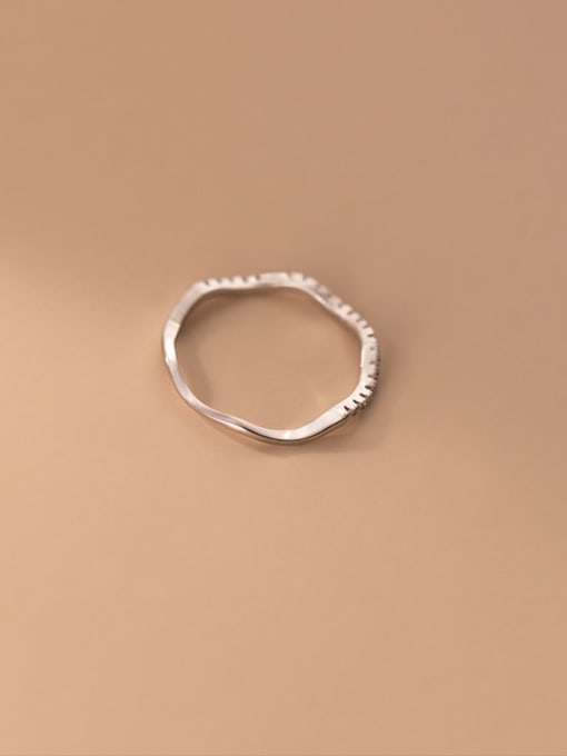 Rosh 925 Sterling Silver Cubic Zirconia Irregular Minimalist Band Ring 2