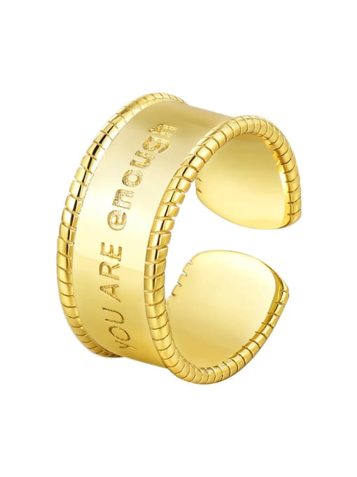 18K Gold 925 Sterling Silver Geometric Letter Vintage Band Ring
