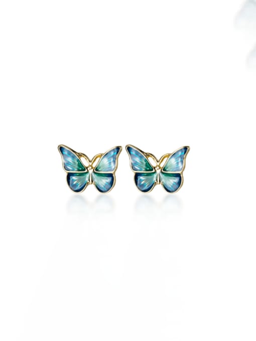 Rosh 925 Sterling Silver Enamel Butterfly Cute Stud Earring
