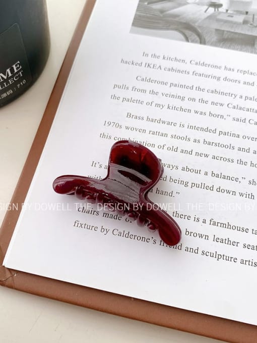 Wine red T-clip Trend Geometric Alloy Resin Jaw Hair Claw