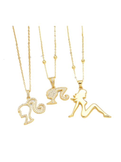 CC Brass Cubic Zirconia Girl Trend Necklace