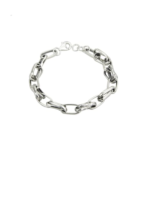 SHUI Vintage Sterling Silver With Simple Retro Hollow Chain  Bracelets 0