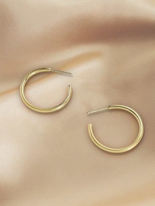 ES1944 25MM 【 Gold 】 925 Sterling Silver Geometric Minimalist Hoop Earring