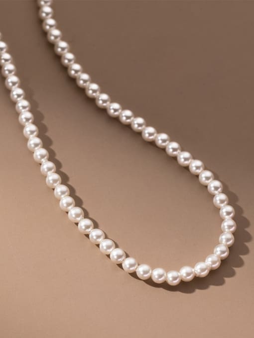 Rosh 925 Sterling Silver Imitation Pearl Geometric Minimalist Beaded Necklace 3