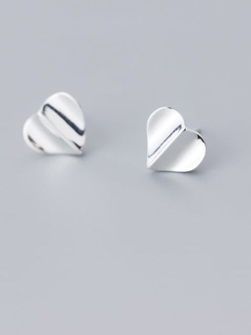 Rosh 925 Sterling Silver Smooth Heart Minimalist Stud Earring 1