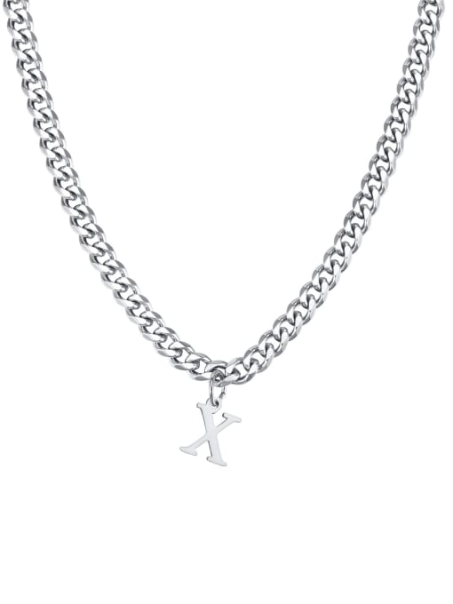 X Stainless steel Letter Hip Hop Hollow Chain Necklace