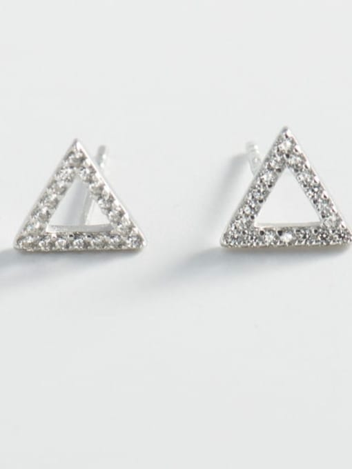 XBOX 925 Sterling Silver Rhinestone Triangle Minimalist Stud Earring