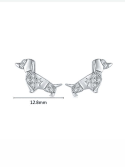 MODN 925 Sterling Silver Cubic Zirconia Dog Cute Stud Earring 2