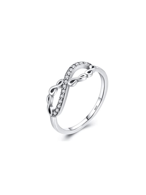 MODN 925 Sterling Silver Cubic Zirconia Geometric Minimalist Band Ring