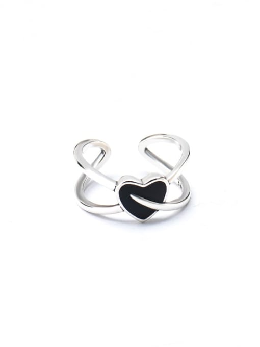 XBOX 925 Sterling Silver Enamel Heart Vintage Stackable Ring 3