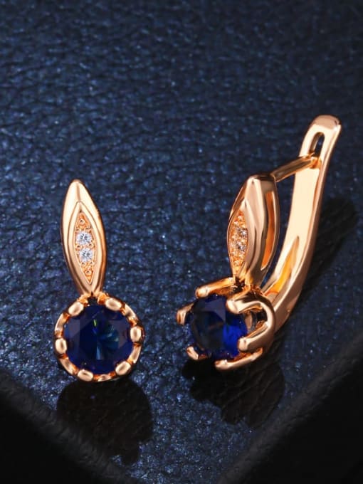 blue Alloy Glass Stone Geometric Dainty Stud Earring