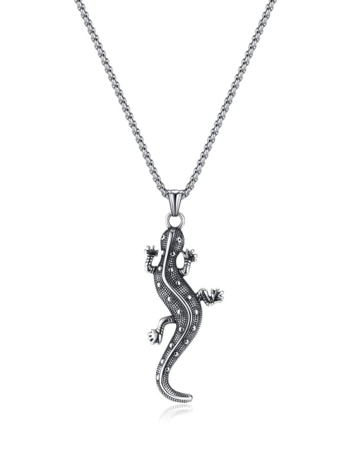 2230 steel pendant+ pearl chain 3*55cm Titanium Steel Snake Hip Hop Necklace