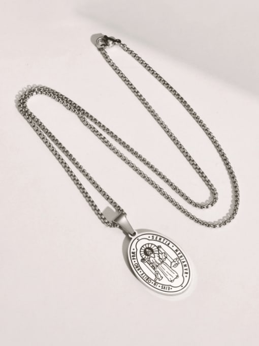 CONG Stainless steel Oval Hip Hop Necklace 3