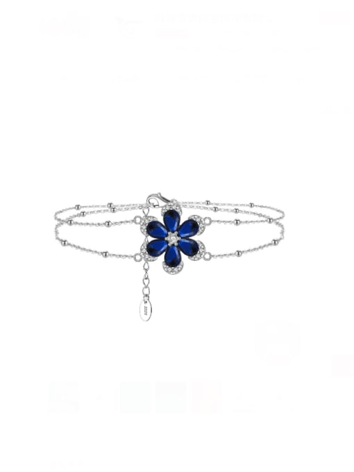 Bracelet platinum, weight: 3.92g 925 Sterling Silver Cubic Zirconia Flower Minimalist Strand Bracelet