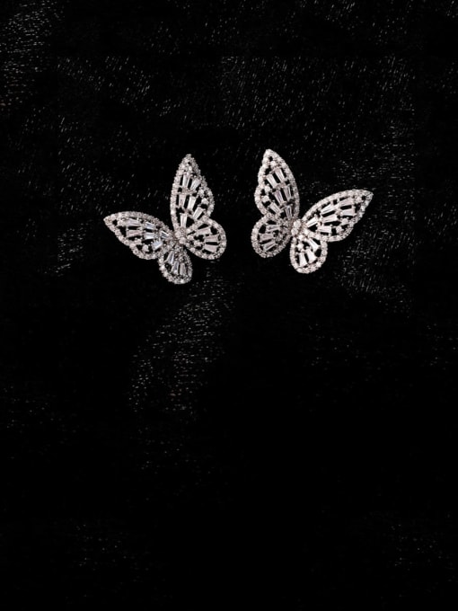 Girlhood Alloy With Platinum Plated Fashion Butterfly Stud Earrings 1