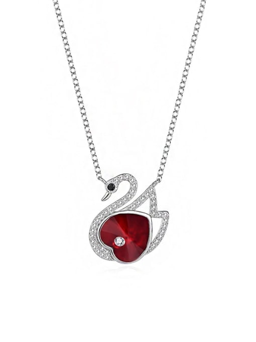 JYXZ 043 (red) 925 Sterling Silver Austrian Crystal Swan Classic Necklace