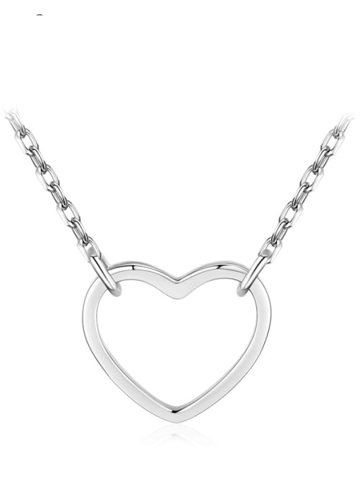 silver 925 Sterling Silver Minimalist Hollow Heart  Pendant Necklace