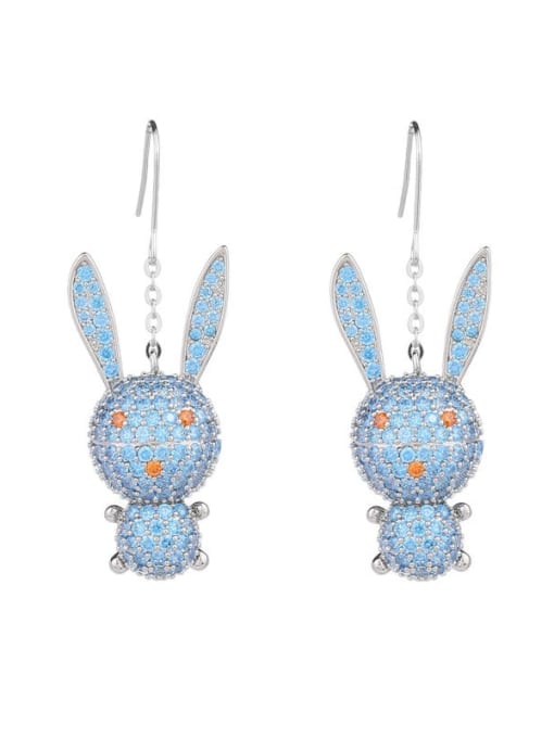 Luxu Brass Rhinestone Rabbit Cute Hook Earring 4