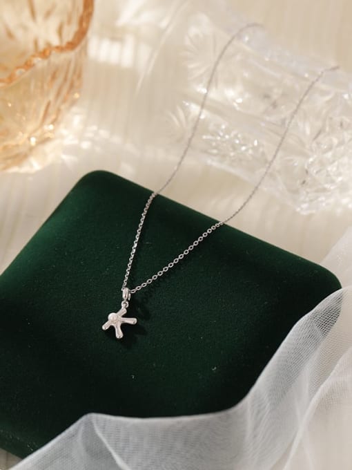 NS1066 【 K 】 925 Sterling Silver Imitation Pearl 26 Letter Minimalist Necklace