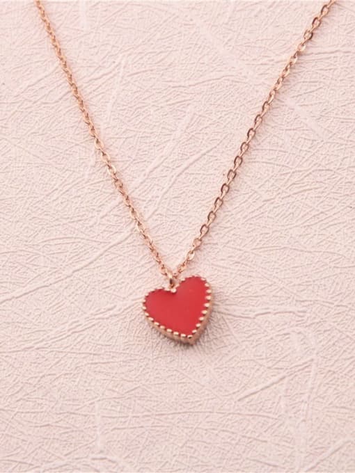 GROSE Titanium Steel Enamel Heart Minimalist Necklace 0